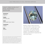 1.04CT PRECISION CUT OVAL MONTANA SAPPHIRE, MINTY LIGHT GREEN YELLOW, 6X5MM