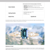 1.07ct Emerald Cut Parti Teal Montana Sapphire and Diamond Starry Night Low Profile Solitaire in 14k Yellow Gold