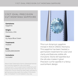 1.11CT OVAL PRECISION CUT MONTANA SAPPHIRE, ICY AQUA BLUE GREEN, 6.43X5.29X3.94MM