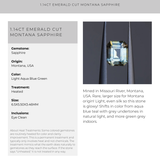 1.14CT EMERALD CUT MONTANA SAPPHIRE, LIGHT AQUA BLUE GREEN, 6.5X5.50X3.46MM