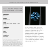 1.14CT ROUND PRECISION CUT MONTANA SAPPHIRE, OCEAN BLUE WITH SOME PURPLE COLOR SHIFTING, 6X4MM