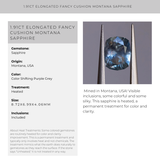 1.91CT ELONGATED FANCY CUSHION MONTANA SAPPHIRE, COLOR SHIFTING PURPLE GREY, 8.72X6.99X4.06MM
