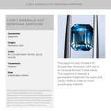 2.03CT EMERALD CUT MONTANA SAPPHIRE, BI-COLOR PARTI ROYAL BLUE WHITE, 6.90X5.68X4.73MM