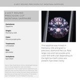 2.40CT ROUND PRECISION CUT MONTANA SAPPHIRE, MAUVE PURPLE-PINK, 8X5.5MM UNTREATED