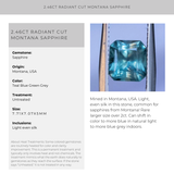 2.46CT RADIANT CUT MONTANA SAPPHIRE, TEAL BLUE GREEN-GREY, 7.71X7.07X5MM, UNTREATED