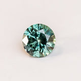 2.25CT ROUND PRECISION CUT MONTANA SAPPHIRE, MEDIUM GREENISH TEAL, 7.74X5.13MM