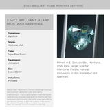 3.14CT BRILLIANT HEART MONTANA SAPPHIRE, AQUA BLUE GREEN, 9.14X4.98MM, UNTREATED