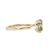 3.50ct Oval Untreated Montana Sapphire and Tapered Baguette Diamond Stackable 4 Prong Ring With Euro Shank in 18k Yellow Gold