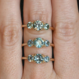 0.92ct Unheated Teal Montana Sapphire and Montana Sapphire Side Three Stone Ring in 14k Yellow Gold
