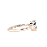 0.73ct Oval Unheated Montana Sapphire and Trillion Diamond Low Profile Ring in 14k Yellow Gold
