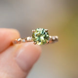 Evergreen 4-Prong Solitaire with Embedded Diamonds, Stackable - Setting