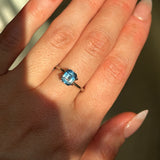 2.03CT EMERALD CUT MONTANA SAPPHIRE, BI-COLOR PARTI ROYAL BLUE WHITE, 6.90X5.68X4.73MM