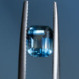 2.03CT EMERALD CUT MONTANA SAPPHIRE, BI-COLOR PARTI ROYAL BLUE WHITE, 6.90X5.68X4.73MM