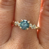 1.06ct Round Blue Montana Sapphire and Diamond Starry Night Low Profile Solitaire in 14k Yellow Gold