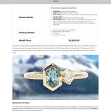 0.67ct Untreated Elongated Hexagon Montana Sapphire & 0.11ct Round Antique Old Mine Cut Diamond Toi Et Moi Ring in 14k Yellow Gold