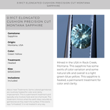 0.91CT ELONGATED CUSHION PRECISION CUT MONTANA SAPPHIRE, GREEN YELLOW, 6X5X3.5MM