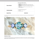 0.92ct Unheated Teal Montana Sapphire and Montana Sapphire Side Three Stone Ring in 14k Yellow Gold
