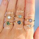 0.91ct Untreated Round White Montana Sapphire and Princess Cut Diamond Rapids Low Profile Ring in 14k Yellow Gold