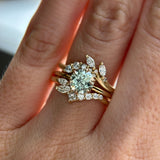 1.05ct Round Precision Cut Light Blue Montana Sapphire Lotus Solitaire in 14k Yellow Gold