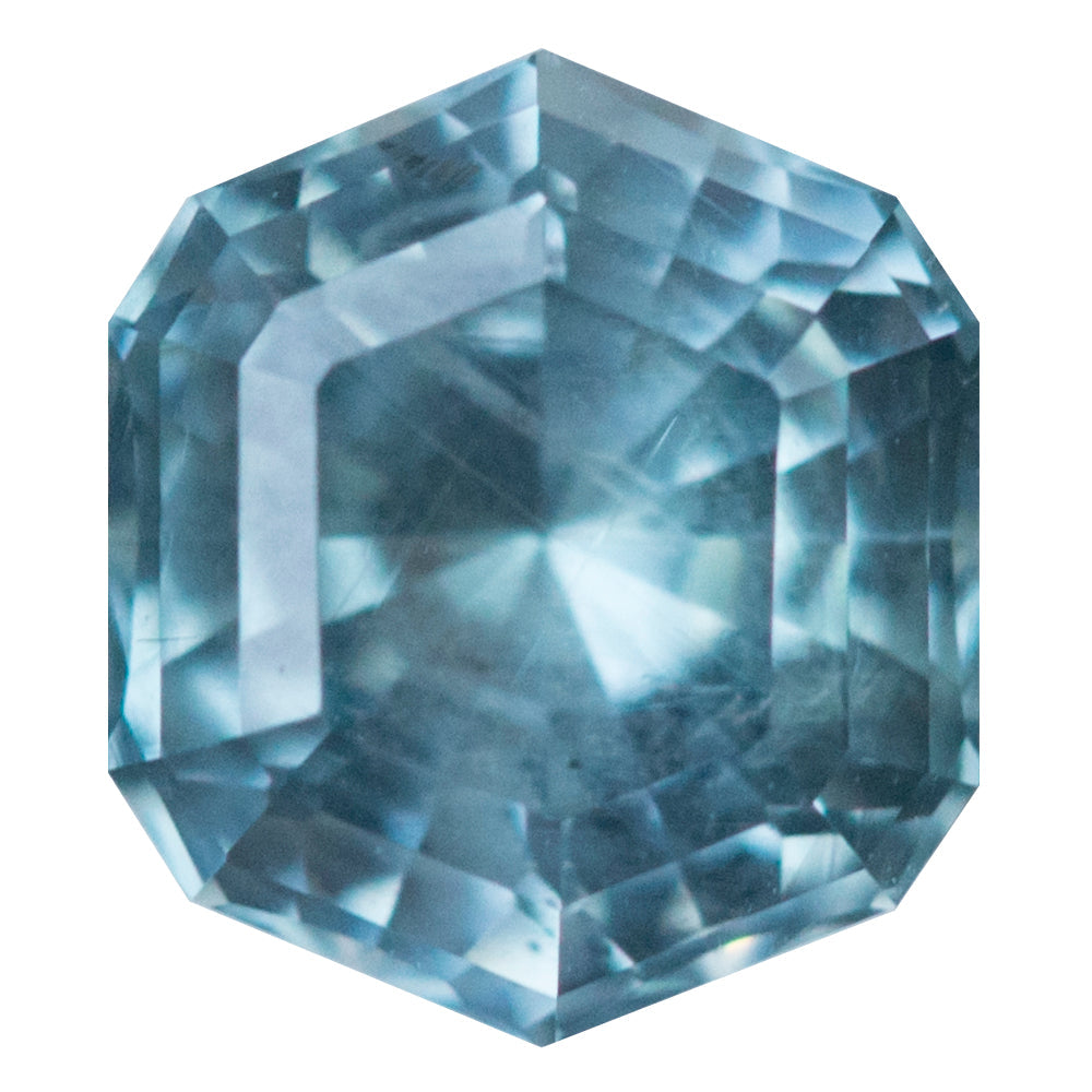 1.05CT HEXAGON MONTANA SAPPHIRE, SKY BLUE TEAL, 6.27X5.49MM