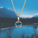 1.06ct Round Blue Montana Sapphire 4 Prong Pendant in 14k Yellow Gold