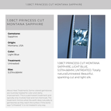 1.08CT PRINCESS CUT MONTANA SAPPHIRE, LIGHT BLUE, 5.57X4.66MM, UNTREATED EARLY ACCESS