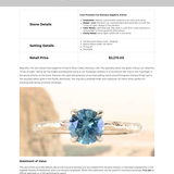 1.14ct Round Blue Precision Cut Montana Sapphire Evergreen Carved 4 Prong Solitaire in 14k Yellow Gold