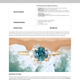 1.15ct Round Teal Montana Sapphire and Diamond Asymmetrical Cluster Ring in 14k Yellow gold with Evergreen Texture