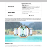 1.29ct Bezel Set Emerald Cut Untreated Montana Sapphire and Montana Sapphire Sides Three Stone Ring in 14k Yellow Gold
