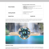 1.34ct Round Teal Montana Sapphire Scallop Cup Solitaire in 14k Yellow Gold