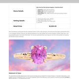 1.35ct Oval Hot Pink Montana Sapphire Evergreen Carved 4 Prong Solitaire in 14k Yellow Gold