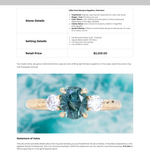 1.36ct Oval Montana Sapphire and Lab Diamond Three Stone Ring in 14K Yellow Gold with Evergreen Texture
