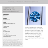1.40CT ROUND PRECISION CUT MONTANA SAPPHIRE, MEDIUM OCEAN BLUE TEAL, 6.6X4.3MM