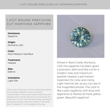 1.41CT ROUND PRECISION CUT MONTANA SAPPHIRE, PARTI MEDIUM TEAL BLUE WITH YELLOW GREEN, 6.8MM EARLY ACCESS