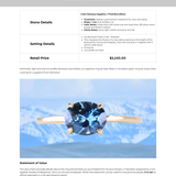 1.42ct Oval Blue Montana Sapphire Low Profile 4 Prong East-West Solitaire in 14k Yellow Gold