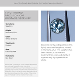 1.44CT ROUND PRECISION CUT MONTANA SAPPHIRE, WHITE BRILLIANT, 6.56X4.50MM