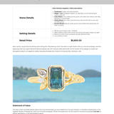 1.45ct Untreated Montana Sapphire Wandering Vine Low Profile Bezel Ring with Pear Diamond in 18k Yellow Gold