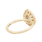 1.69ct Rosecut Grey Pear Diamond and Antique Style Scalloped Halo Ring in 14k Yellow Gold Satin Finish