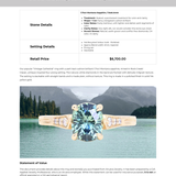 1.74ct Fancy Elongated Cushion Parti Teal Blue Montana Sapphire and Diamond Vintage Cathedral 4 Prong Solitaire in 14k Yellow
