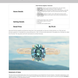 1.75ct Precision Cut Teal Oval Montana Sapphire Four Prong Evergreen Hidden Halo Solitaire in 14k Yellow Gold