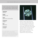 1.79CT ROUND PRECISION CUT MONTANA SAPPHIRE, LIGHT GREEN WITH PARTI BLUE, 7.3x4.71MM EARLY ACCESS