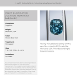 1.94CT ELONGATED CUSHION MONTANA SAPPHIRE, OCEAN BLUE TEAL, 7.62X6.32X4.84MM, UNTREATED, EARLY ACCESS