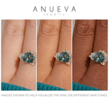 2.57ct Untreated Blue Wide Trillion Montana Sapphire and Diamond Asymmetrical Cluster Ring in 14k Yellow Gold