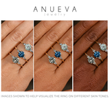 1.19ct Ocean Blue Precision Cut Montana Sapphire and Princess Cut Diamond Rapids Low Profile Ring in 14k Yellow Gold