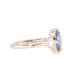 1.93ct Untreated Fantasy Cut Montana Sapphire and Diamond  Antique Milgrain Three Stone Low Profile Ring in 14k Yellow Gold