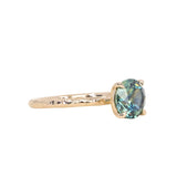 1.97ct Round Precision Cut Montana Sapphire 4 Prong Solitaire Evergreen Ring in 14k Yellow Gold