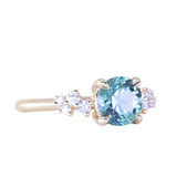1.47ct Round Untreated Montana Sapphire and Diamond Starry Night Low Profile Solitaire in 14k Yellow Gold