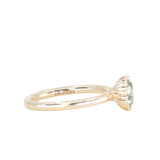 0.82ct Unheated Silky Light Seafoam Teal Montana Sapphire Scallop Cup Solitaire in 14k Yellow Gold