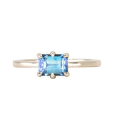 1.36ct Parti Blue Emerald Cut Montana Sapphire Low Profile East West Solitaire in 14k Yellow Gold