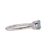 1.20ct Untreated Round Aqua Montana Sapphire and Princess Cut Diamond Rapids Low Profile Ring in 14k White Gold